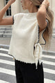 Contrast Sleeveless Tie-up Sweater