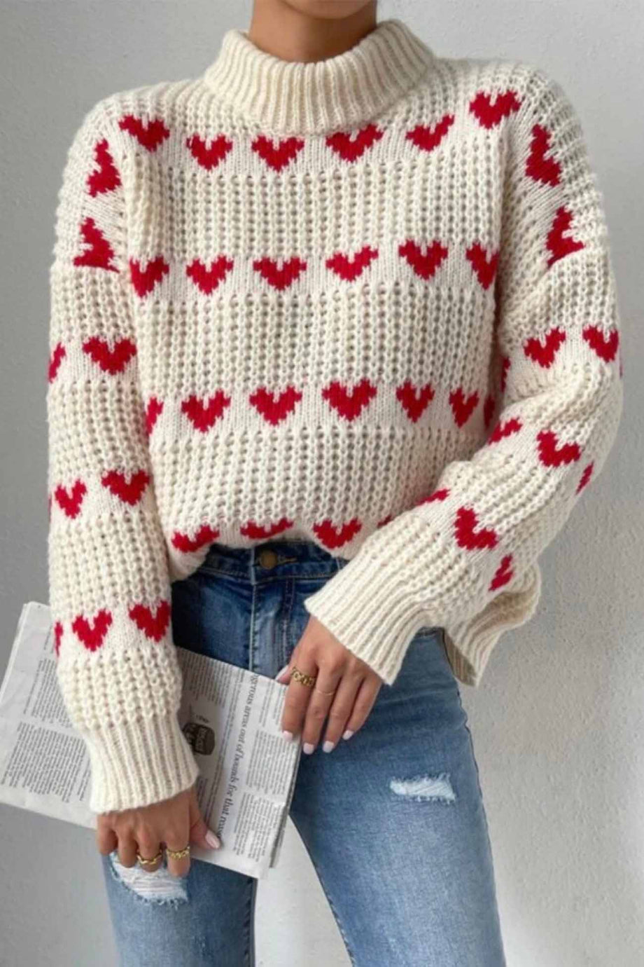 Heart Jacquard knitted Sweater – AROLORA