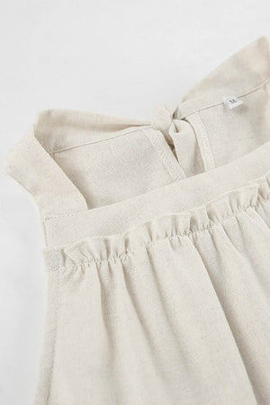 Halter Neck Tiered Cotton Linen Mini Dress