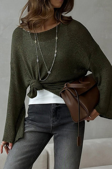 Crew Neck Hollow Out Knit Cover-up Sweater