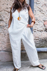 Arolora V Neck Zip-up Strappy Jumpsuits
