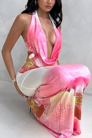 Arolora Floral Cowl Neck Pack Hip Dress