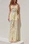 Halterneck Lace Patchwork Ruched Dress