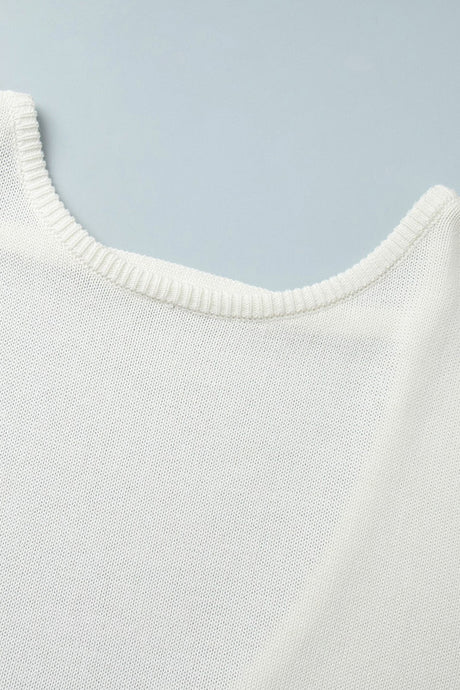 Crew Neck Backless Cotton Sweater