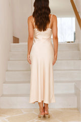 Arolora Satin Cowl-Neck Cami Dress