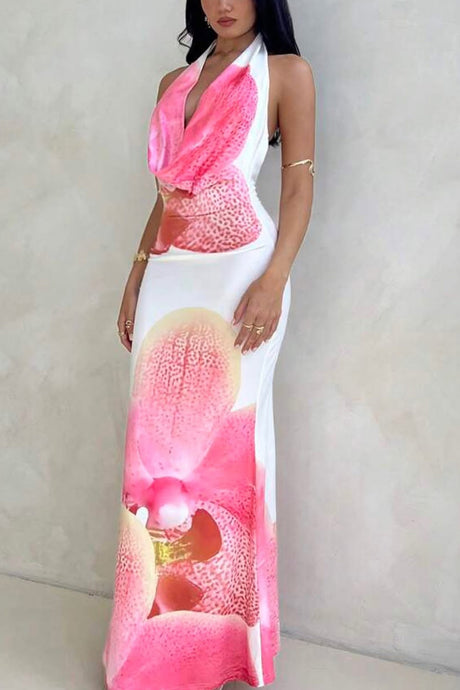 Arolora Floral Cowl Neck Pack Hip Dress