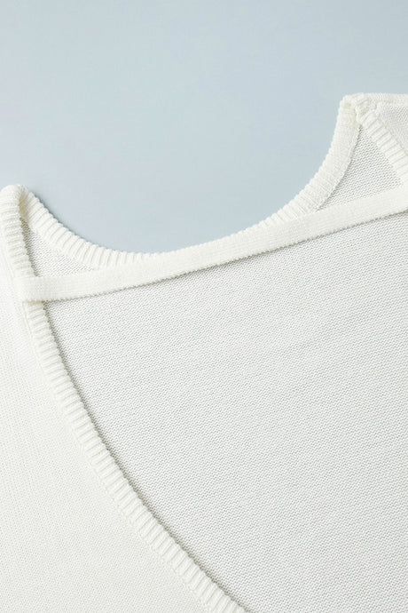 Crew Neck Backless Cotton Sweater