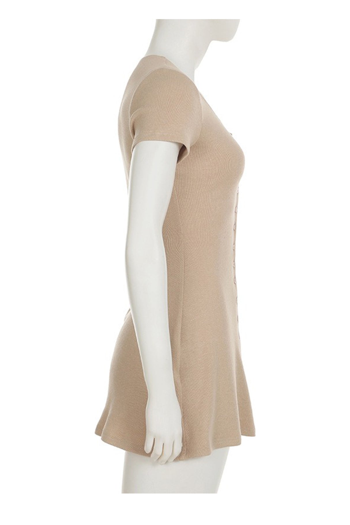 V Neck Single-breasted A-line Knit Dress