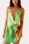 Arolora Floral Cowl Neck One-shoulder Mini Dress