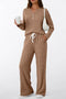 Ribbed Pitted Brushed Two Piece Pants Set
