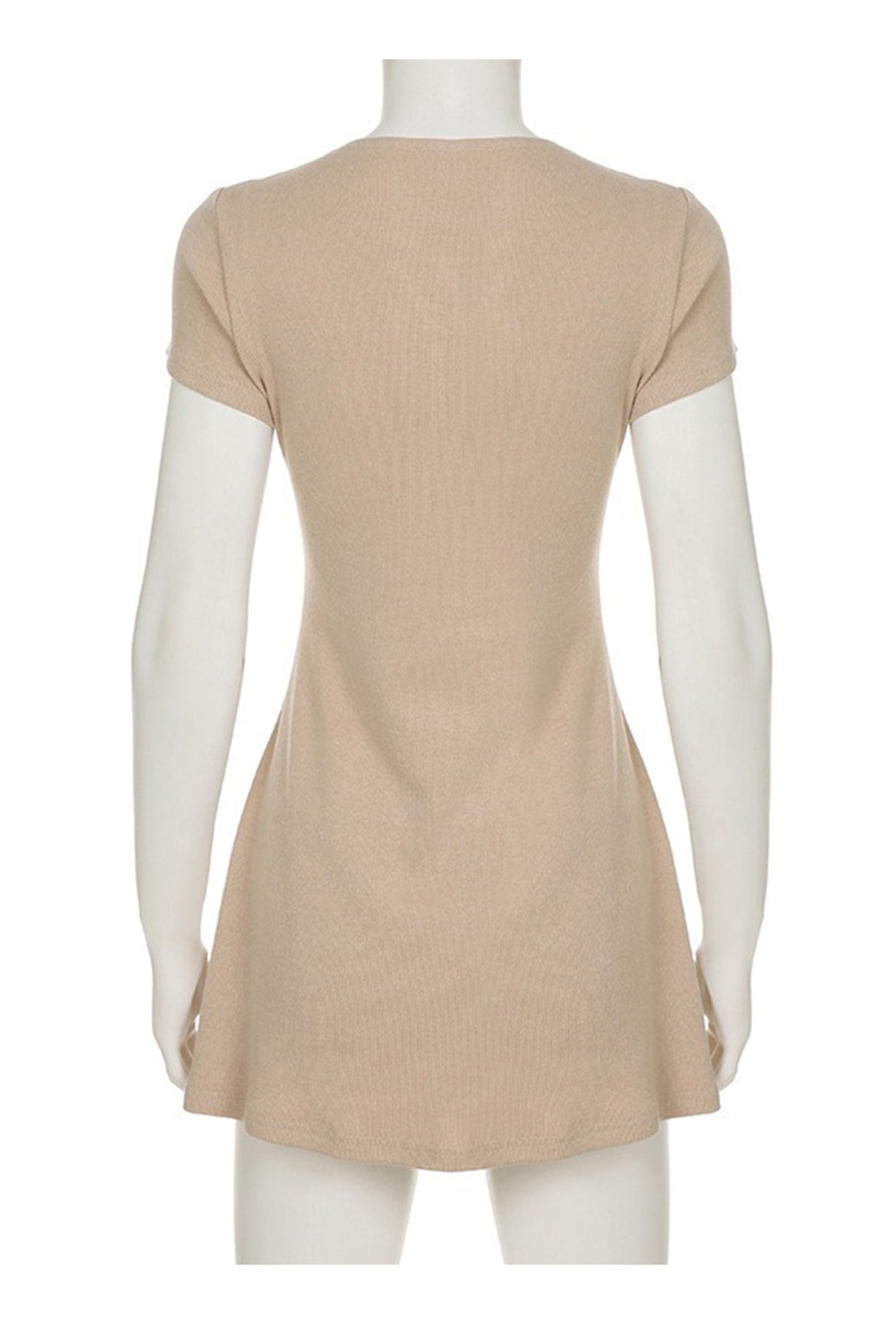 V Neck Single-breasted A-line Knit Dress