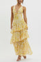 Arolora Floral Print Tie-up Back Chiffon Tiered Dress