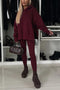 Printed Slit Hem Hoodie Leeging Set