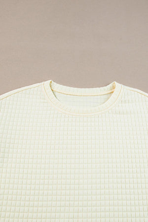 Solid Color Lattice Texture T-shirt Pants Set
