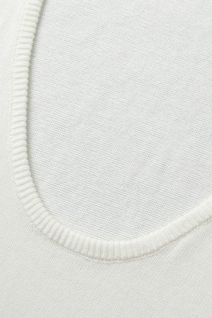 Crew Neck Backless Cotton Sweater