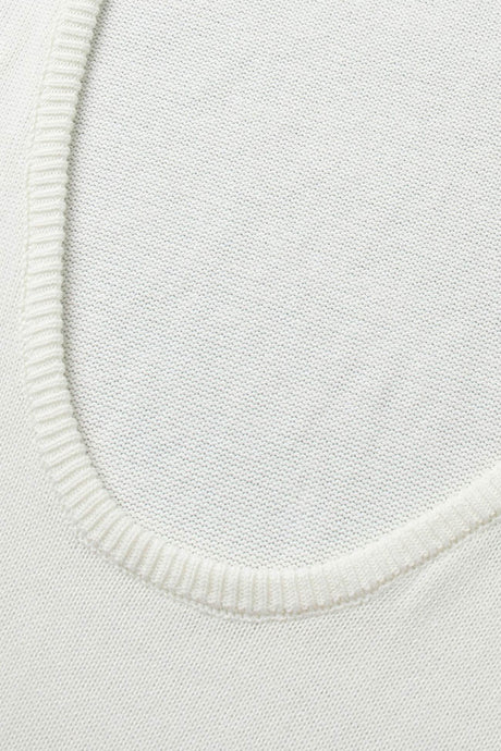 Crew Neck Backless Cotton Sweater