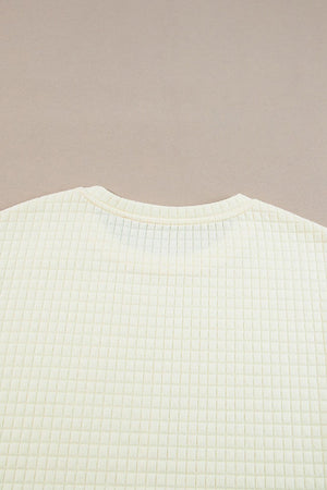 Solid Color Lattice Texture T-shirt Pants Set