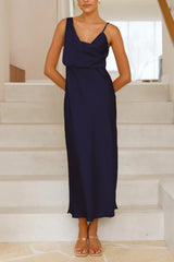 Arolora Satin Cowl-Neck Cami Dress