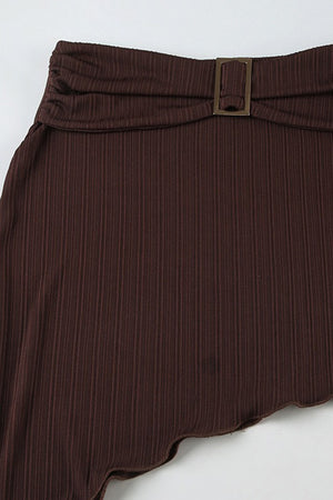 Halterneck Tie-up Vest Irregular Skirt Set
