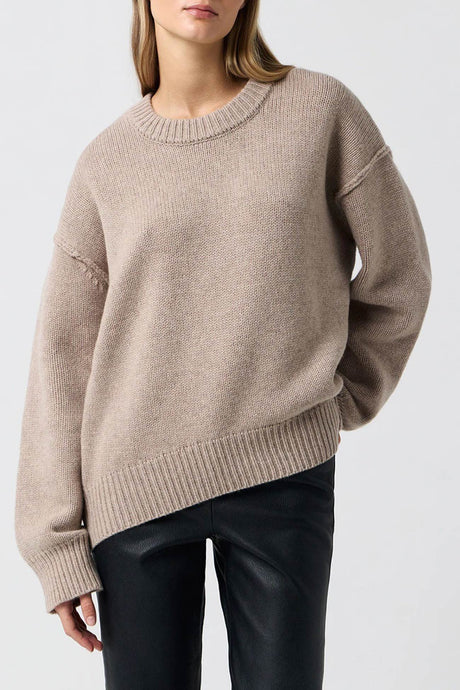 Round Neck Solid Color Pullover Sweater