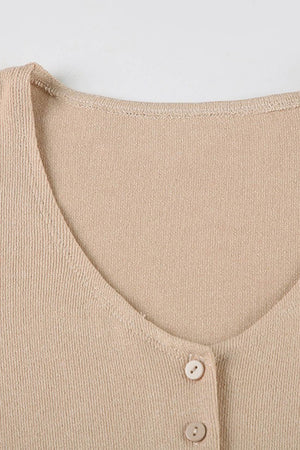 V Neck Single-breasted A-line Knit Dress