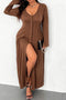 Flare Sleeve Single-breasted Knit Dress
