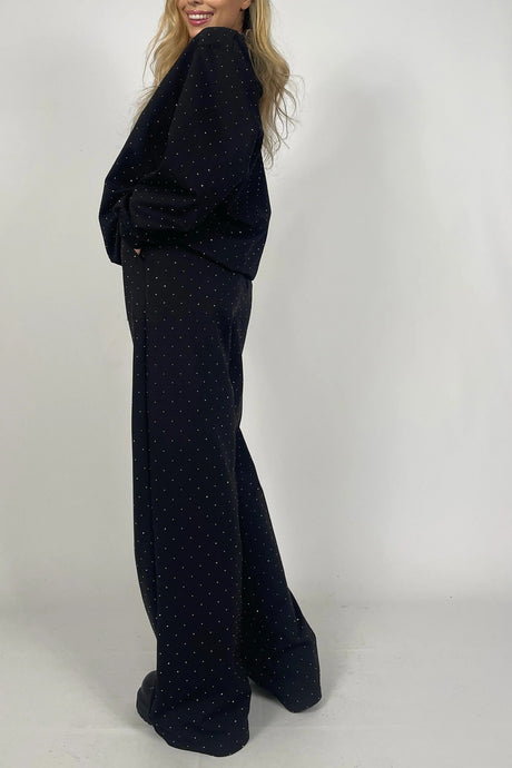 Rhinestone Sweatshirt Two-piece Outfit