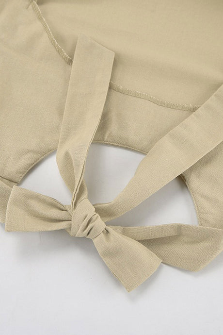 Halter Neck Backless Cotton Linen Dress