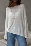 Crew Neck Hollow Out Knit Cover-up Sweater