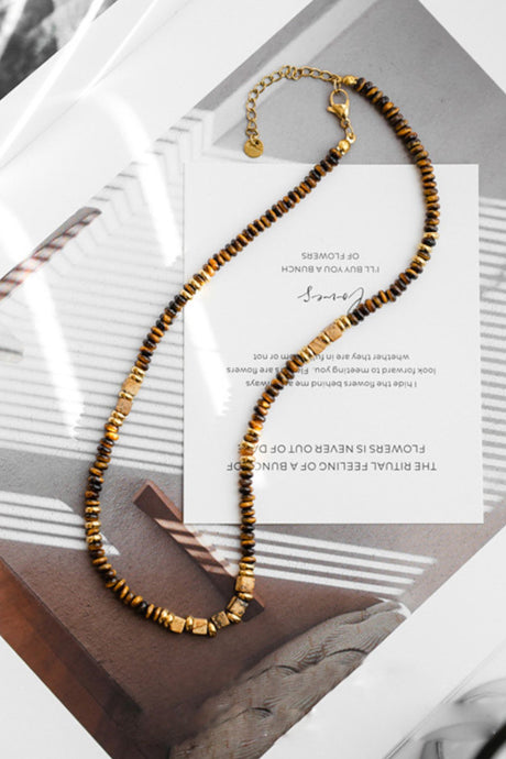 Retro Tiger Eye Stone Beaded Necklace