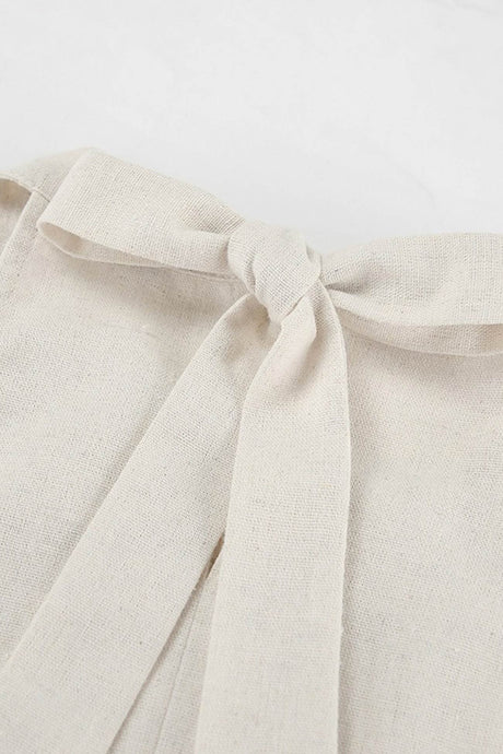 Halter Neck Tiered Cotton Linen Mini Dress