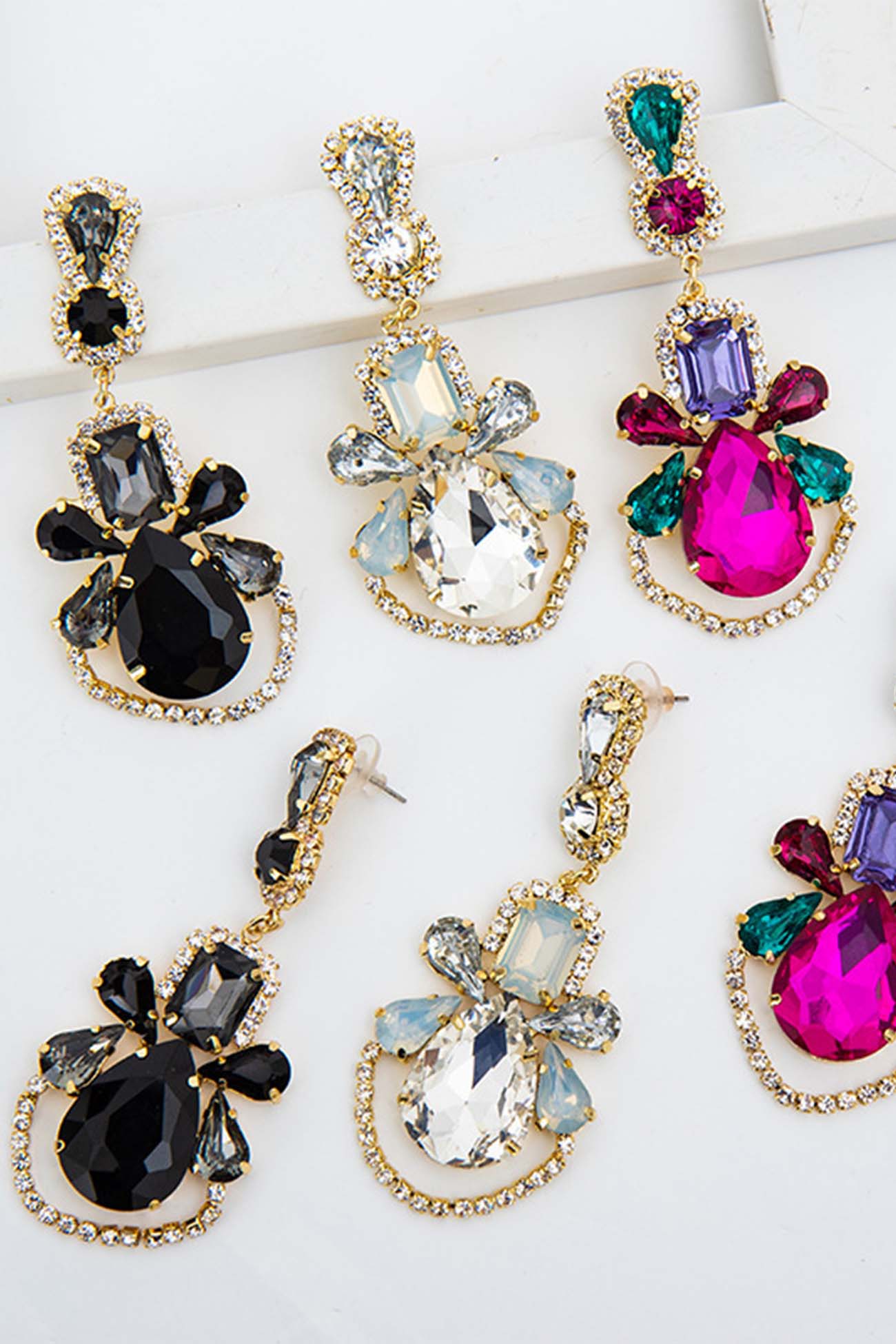 Rhinestone Hollow Drop Earrings