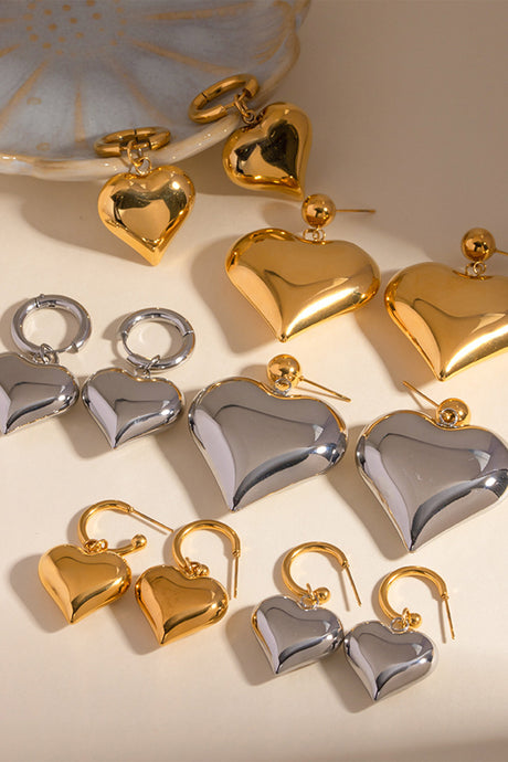 Peach Heart Drop Earrings