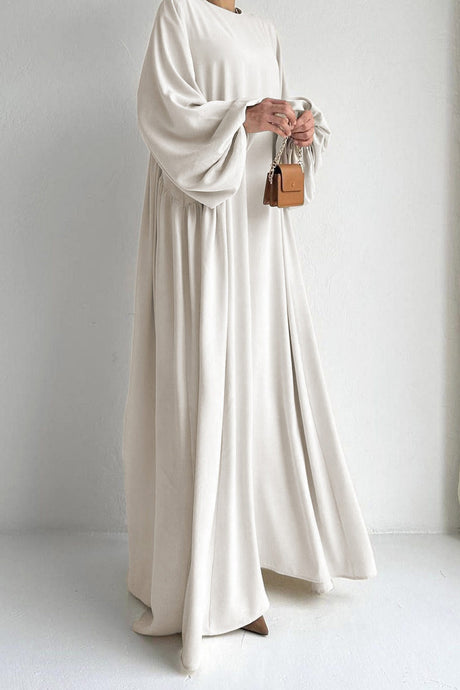 Puff Sleeve Solid Color Maxi Dress