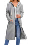 Solid Zip Up Drawstring Hooded Long Cardigan