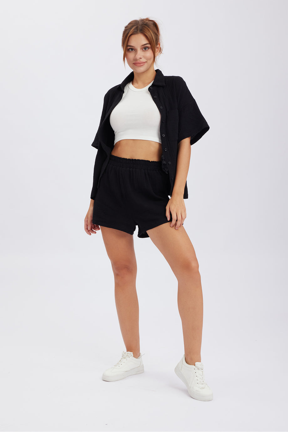 2 Piece Buttery Smooth Basic Solid Biker Shorts and T-Shirt Set