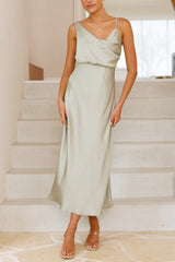 Arolora Satin Cowl-Neck Cami Dress