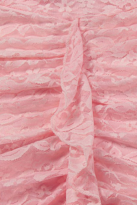 Halterneck Lace Patchwork Ruched Dress