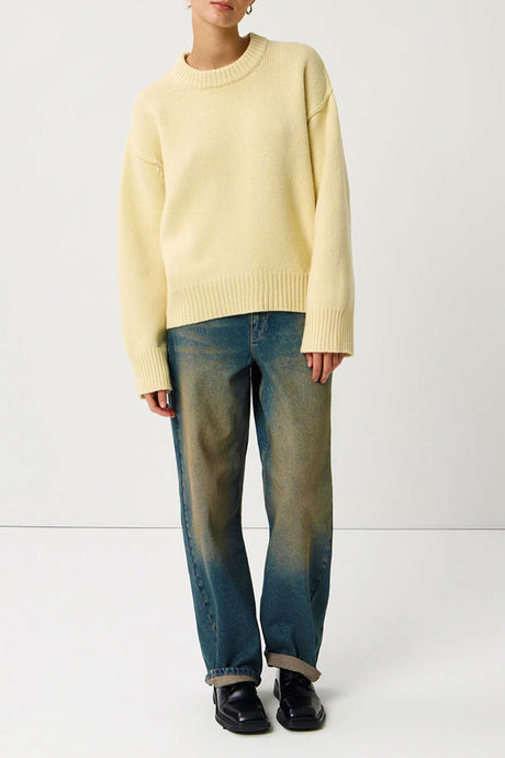 Round Neck Solid Color Pullover Sweater