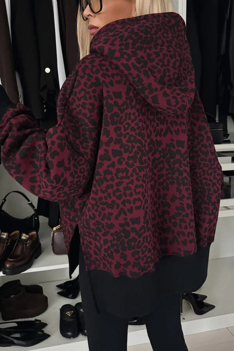 Printed Slit Hem Hoodie Leeging Set