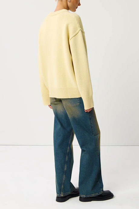 Round Neck Solid Color Pullover Sweater