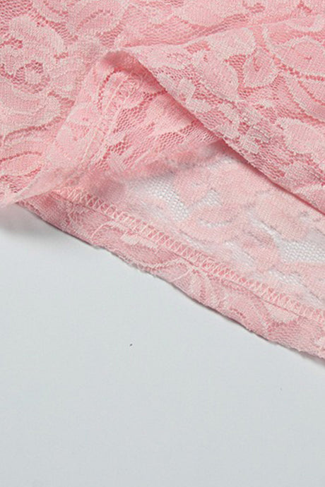 Halterneck Lace Patchwork Ruched Dress