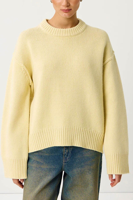 Round Neck Solid Color Pullover Sweater