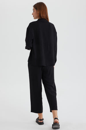Long Sleeve Solid Color Shirt Long Pants Set