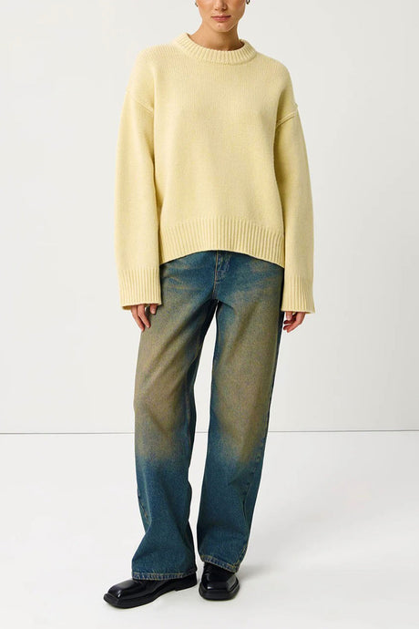 Round Neck Solid Color Pullover Sweater
