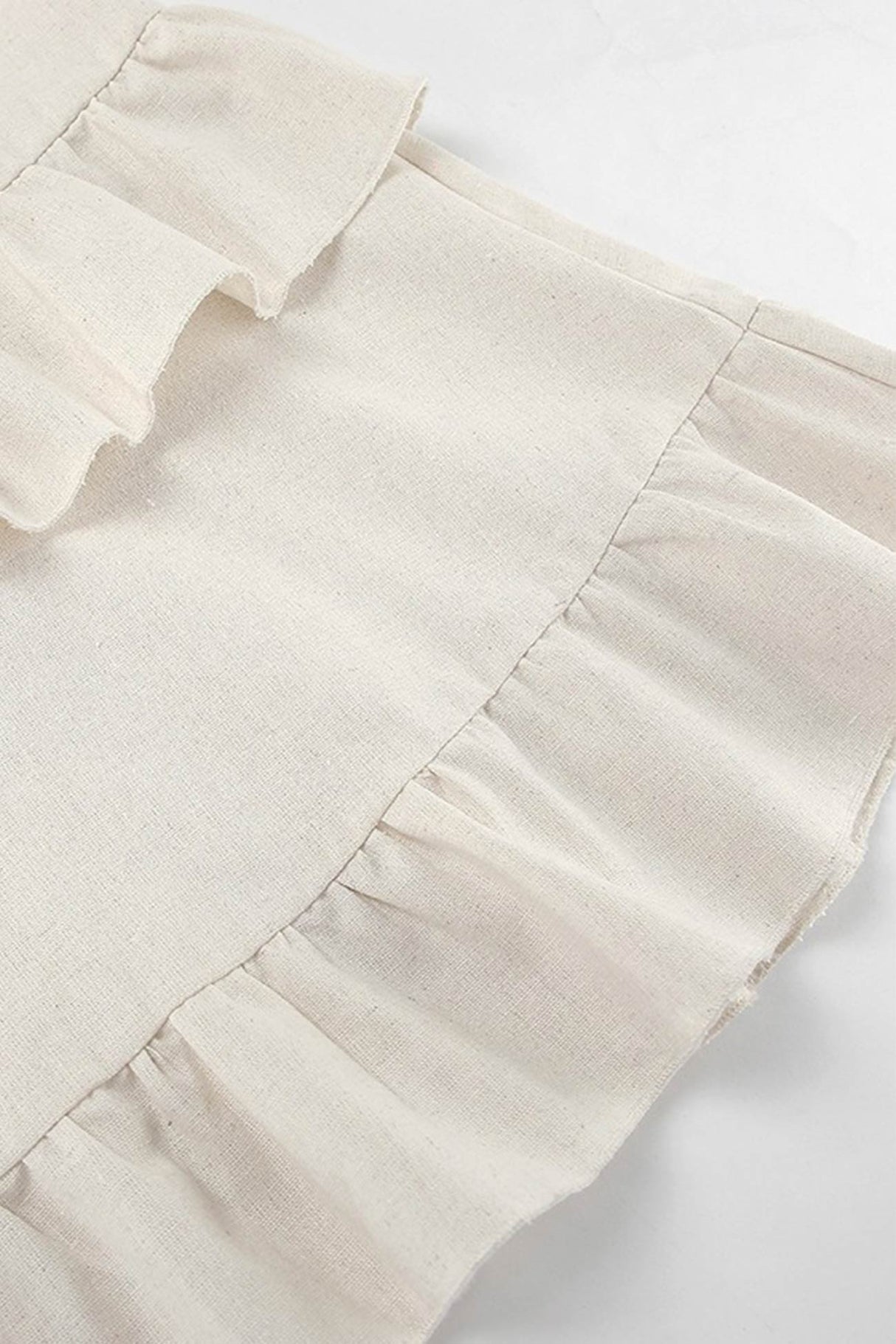Halter Neck Tiered Cotton Linen Mini Dress