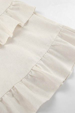 Halter Neck Tiered Cotton Linen Mini Dress