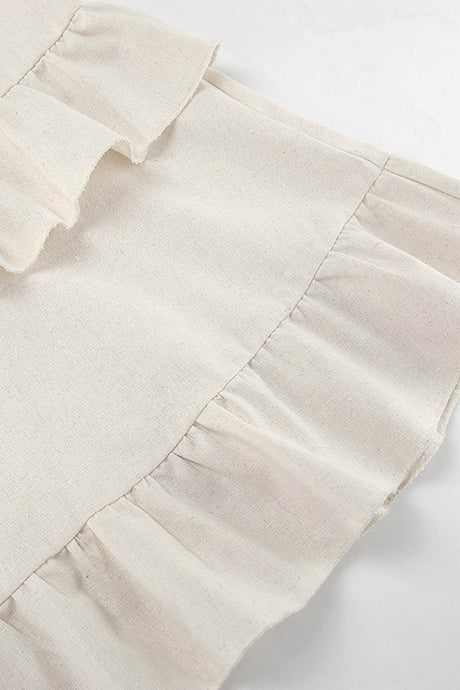 Halter Neck Tiered Cotton Linen Mini Dress