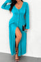 Flare Sleeve Single-breasted Knit Dress