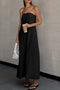 Cotton Linen Smocked Strapless Dress